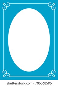 Blue oval photo frame border passe-partout vector simple