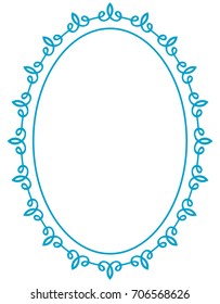 Blue oval photo frame border passe-partout vector simple