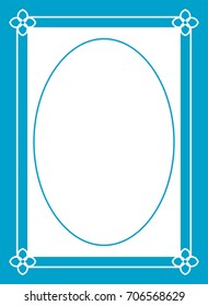 Blue oval photo frame border passe-partout vector simple