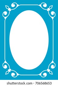 Blue oval photo frame border passe-partout vector simple