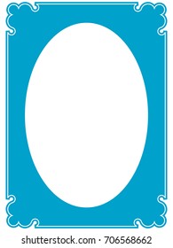 Blue oval photo frame border passe-partout vector simple