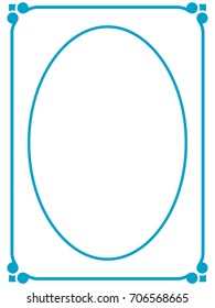 Blue oval photo frame border passe-partout vector simple