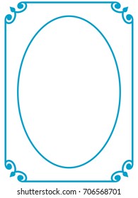 Blue oval photo frame border passe-partout vector simple