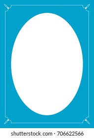 Blue oval photo frame border passe-partout vector simple
