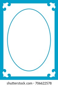 Blue oval photo frame border passe-partout vector simple