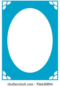 Blue oval photo frame border passe-partout vector simple
