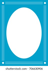 Blue oval photo frame border passe-partout vector simple