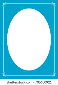 Blue oval photo frame border passe-partout vector simple
