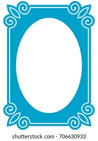 Blue oval photo frame border passe-partout vector simple