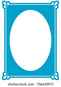 Blue oval photo frame border passe-partout vector simple