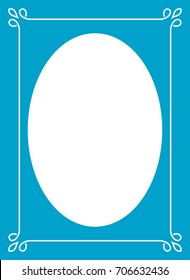 Blue oval photo frame border passe-partout vector simple