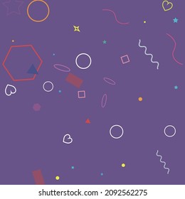 Blue Oval Polygonal Bright Red Stars Multicolor Illustration. Purple Dark Orange Green Lime Square Geometrical Design. Ring Simple Pastel Rectangle Zigzag Yellow Circle Simple Hipster Art.