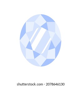 Blauer ovaler Edelstein oder Edelstein. Heller glänzender Kristall.