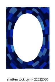 Blue oval rectangular collage frame