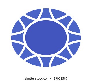Blue oval sapphire gem flat vector icon for apps and websites