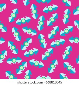 Blue oval spinner a flat style. Seamless pattern on a pink background. Vector image.
