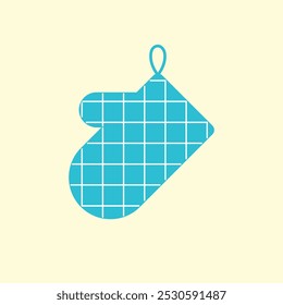 Blue oven mitt icon. Cooking glove with square pattern icon symbol. Vector illustration.