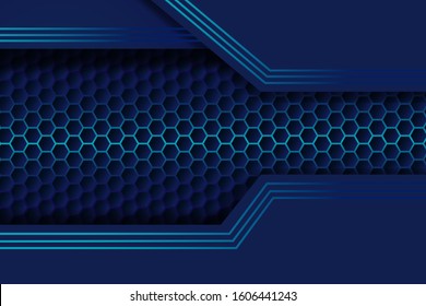 Blue overlap background vector. Realistic overlap layer on hexagon pattern background. vector illustration.