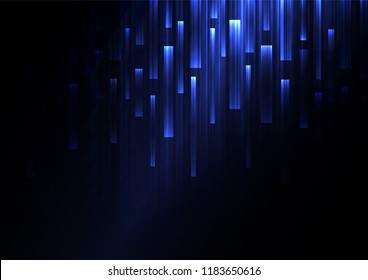 blue overlap pixel speed in dark background, geometric layer motion backdrop, simple technology template, vector illustration