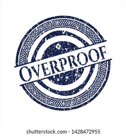 Blue Overproof distress rubber stamp with grunge texture