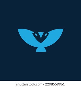 Blue owl bird logo design template