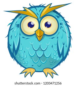 blue owl cartoon isolated on white background