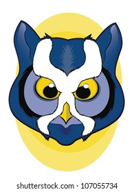 Blue Owl Face Illustration
