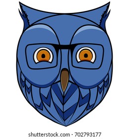 Blue owl in glasses