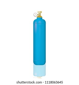 Blue oxygen cylinders. Vector illustration of the O2. design of medical equipment.