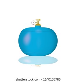 Blue oxygen cylinders. Vector illustration of the pressure O2. Design of medical equipment.