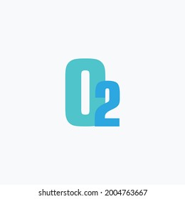 Blue Oxygen Or O2 Flat Icon Logo