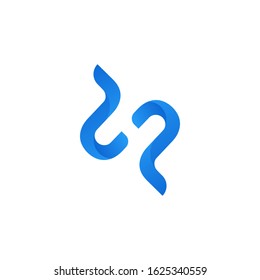 blue P, S letter initial modern curve initial logo template