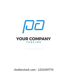 Blue P A Vector Logo. Line Logo Illustration.