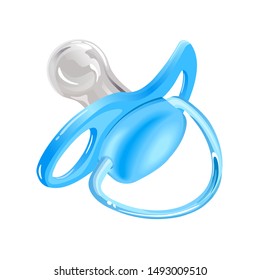 Blue pacifier for baby boy. Vector illustration