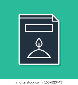 Blue A pack full of seeds of a specific plant icon isolated on green background.  Vector Illustration