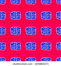 Paquete Azul con icono de cocaína aislado sin fisuras en el fondo rojo. Riesgo para la salud. Ilustración vectorial