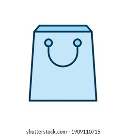 blue packing bag over a white background vector illustration design