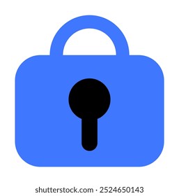 Blue padlock with a black keyhole, symbolizing security and privacy. Ideal for digital security, privacy, data protection, cybersecurity, and lock systems. Minimalist style.