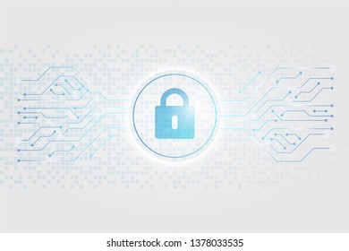 Blue padlock icon computer security system vector