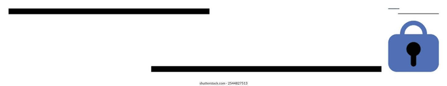 Icono de candado azul junto a las líneas Horizontales. Ideal para temas de seguridad, privacidad, protección, seguridad en línea y confidencialidad. Estilo de Vector minimalista con líneas simples y un candado azul