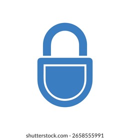 Ilustración vectorial azul del icono del candado en el fondo blanco, representando un símbolo de la seguridad, de la seguridad, y de la protección, conveniente para los diversos usos del diseño.