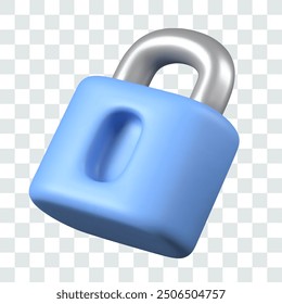 Blue padlock with keyhole. Realistic vector object closeup