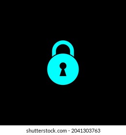 Blue padlock on black background