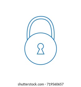 blue padlock outline icon- vector illustration