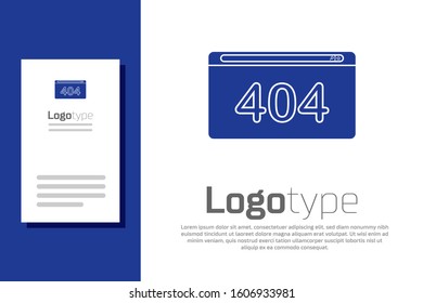 Blue Page with a 404 error icon isolated on white background. Template reports that the page is not found. Logo design template element. Vector Illustration