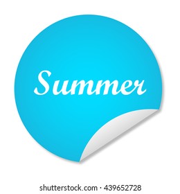 Blue Page Curl  with text summer