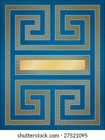 blue page with golden pattern and copy-space