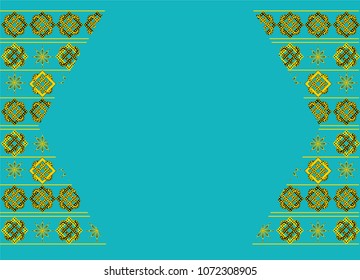 Blue page template with an intricate golden pattern