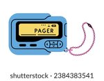 Blue Pager as Bright Item from Nineties Vector Illustration
