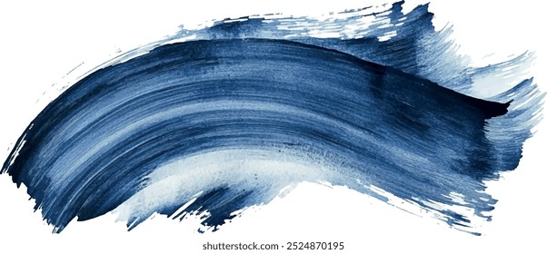 Blue paint artistic dry brush stroke. Watercolor acrylic hand painted backdrop for print, web design and banners. Realistic vector background texture